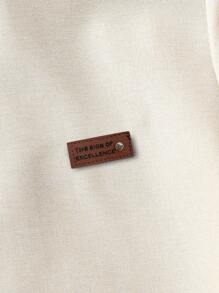 SHEIN 1 件 Tween 男孩立领绅士风格纯蓝色休闲短袖衬衫，百搭，适合春夏季 - 米色 - 查看 4