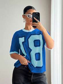 EgrlEra Women's Fuchsia Letter Print Street Style T-Shirt