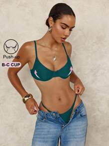 Push Up Bra Size Swimwear, Fashionable For Summer - Dark Green - View 3