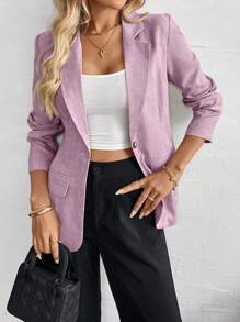 SHEIN Clasi Multicolor Woven Long Sleeve Casual Blazer, Minimalist And Fashionable For Summer