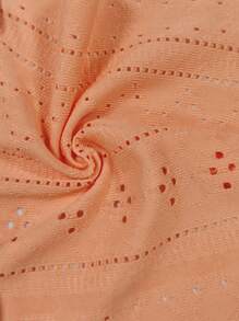 SHEIN LUNE Camiseta sin tirantes de verano de unicolor con parches de encaje, bordado y calado - Naranja - Ver 7