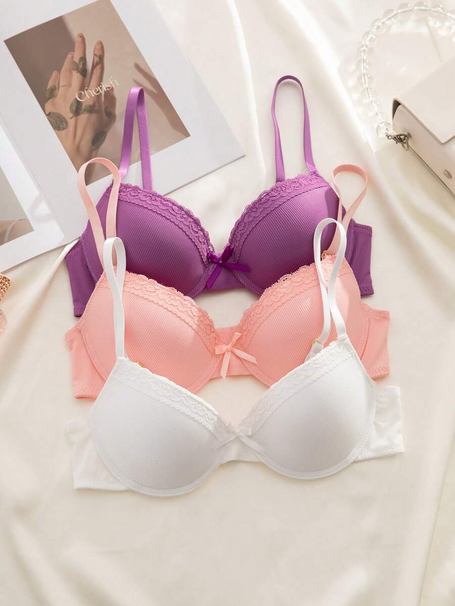 DesireSculpt 3 件套女士简约休闲聚拢文胸 - 彩色 - 查看 1