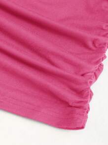 Sweetra Black Plunging Neck Backless Tie Up Sleeveless Sexy Bodycon Mini Dress - Hot Pink - View 3