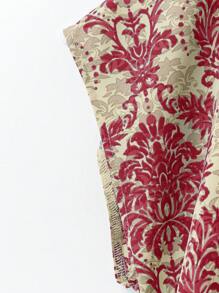 EMERY ROSE Plus Size Casual Allover Print Shirt And Pants 2Pcs Set - Burgundy - View 5