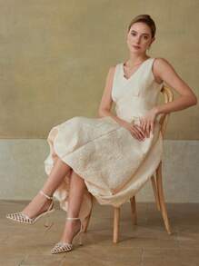 MOTF PREMIUM RHINESTONE HOLLOW-OUT POINTED TOE ANKLE STRAP HIGH HEEL SHOES - Apricot - View 7