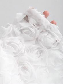 SHEIN LUNE 新款春季女士两件套，浪漫 3D 花卉法式复古优雅修身纹理紧身连衣裙 - 白色 - 查看 6