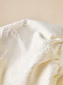 SHEIN Young Girls' Elegant White Puff Sleeve Cinched Waist A-Line Dress, Spring/Summer - White - View 6