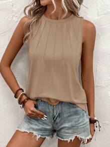 SHEIN Clasi Damen ärmelloses Trägertop Einfarbig mit rundem Ausschnitt, modisch für den Sommer