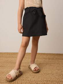 Maija Kids Maija Kids 年轻女孩宽松休闲系带 A 字裙 - 黑色 - 查看 1