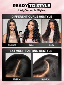 ALL READY WIG Peluca de cabello humano natural con cierre sin pegamento de 6x4, onda corporal, densidad del 180%, personalizada, con encaje previamente decolorado, recortado y fundido, vibra natural, 9AM HAIR - SNatural - Ver 12