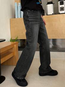 DAZY Men's Casual Washed Vintage Straight-Leg Jeans