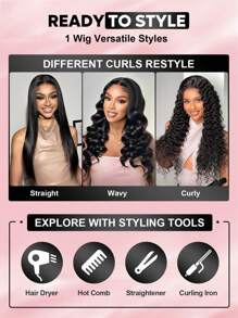 ALL READY WIG 高密度定制深波浪全效假发，预漂白，预拔，预剪蕾丝融化蕾丝前部 6x4 无胶闭合假发，真人发质，自然氛围 9AM HAIR - SNatural - 查看 14