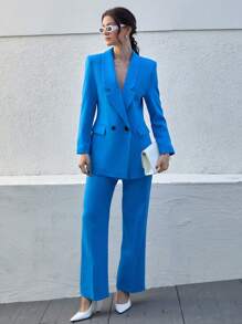 CLARA VERO Women's Olive Green Elegant Suit Sets - Blue - View 3