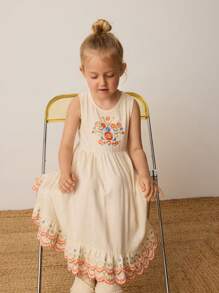 Maija Kids Maija Kids Loose Casual Floral Print Ruffle Hem Young Girl Dress