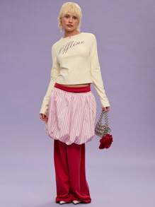 COUREZ Figurbetontes langärmliges Grafik-T-Shirt Sommeroutfit für Frauen/Lässig/Y2K/Lässig Musikfestival Vintage - Gelb - Übersicht 4