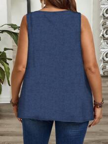 EMERY ROSE Plus Size Casual Butterfly Pattern Print Loose Pleated Wide Strap Camisole And Tank Top, Suitable For Spring/Summer - Multicolor - View 2