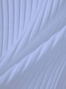 Franclia Women Knit Top, Solid Color Minimalist Fashionable, Suitable For Summer - Blue - View 3