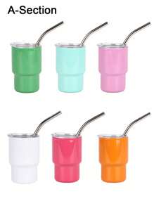 1pc/2pcs/6pcs Stainless Steel Double-Layer Sublimation Mini Tumbler Coffee Cup With Lid And Straw Water Cup Double-Layer Vacuum Insulated Cup Suitable For Bars, Clubs, Restaurants, Families, Party Supplies