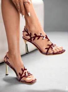 CUCCOO SZL Women's Versatile Practical High Heel Sandals - Burgundy - View 1