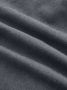 ROMWE Grunge Punk Grunge Style Distressed Wing Print Rhinestone Embellished Women Fitted T-Shirt - Grey - View 4