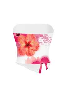 Mari Primo studio 女士红色花卉印花休闲上衣，适合音乐节、海滩、度假 - 彩色 - 查看 2