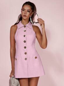 COSMINA 女士优雅纯色前扣迷你连衣裙