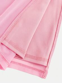 SHEIN Girlism TEENGIRL Pink Elegant Off-Shoulder Pleated Mesh Snug Fit Dress,Party Dress - Pink - View 6