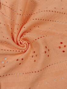 Calvaya Women's Laser Cut & Embroidery Keyhole Neck Solid Color Casual Tank Top, Summer - Orange - View 7