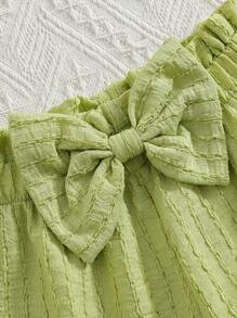 2pcs Girls Sweet Cute Butterfly Print Cap Sleeve Top Tee + Bowknot Ruffles Patterned Pants Set, Fashionable Casual Outfit Suitable For Vacation, Travel, Holiday Party, Summer Summer Holiday