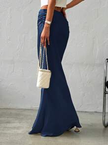 Firerie 女士优雅简约浪漫约会办公室工作时尚百搭纯色缎面及地长裙，米色，秋冬