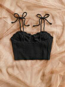 Soleia 女式纯色简约休闲吊带针织上衣，适合秋冬季女士日常穿着海滩度假春夏 - 黑色 - 查看 2