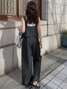 FRIFUL Women's Casual Loose Plain Color Wide Leg Jumpsuit, Summer Women Summer Clothing Woman S Summer Clothes Women Summer Sets Women S Summer Shirts Outfit