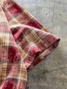 AXEPEAK Men's Loose Plaid Short Sleeve Woven Shirt, Streetwear Ready - Multicolor - View 5