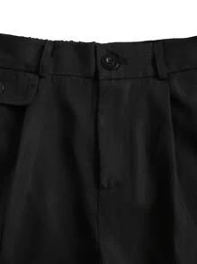 Claim Dot Men's Solid Color Pleated Wide Leg Loose Casual Pants, Versatile Wide Leg Men Pants - Black - View 6