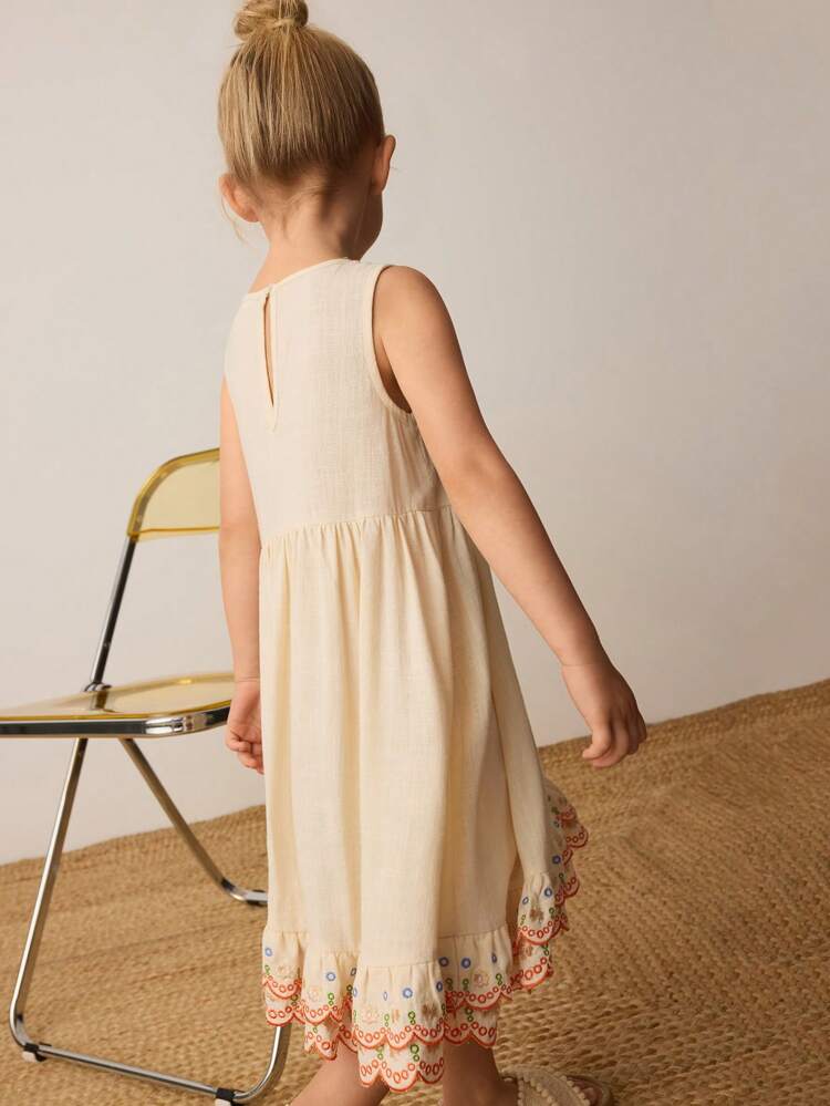 Loose Casual Floral Print Ruffle Hem Young Girl Dress