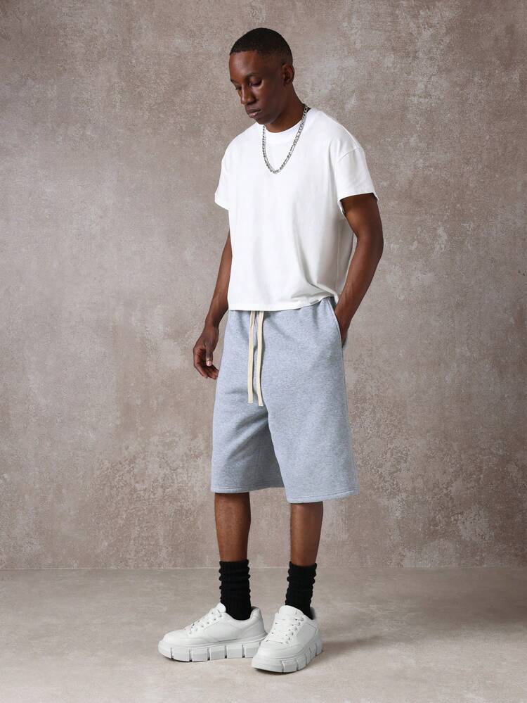 Drop Crotch Jogger Style Athletic Sweatshorts With Drawstring