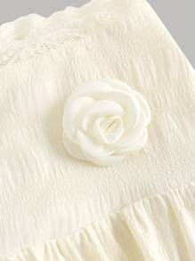 Girlism Teen Girls Cream White, 3D Floral, Plaid, Textured Jacquard Built-In Shorts Skirt, Cute Sweet Girl, Mini Skirt