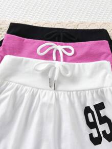 SHEIN Tween Girl 休闲弹性腰部数字印花 A 字裙，夏季 - 彩色 - 查看 5