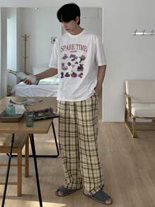 DAZY Plaid Casual Pajama Pants For Men, Spring - Beige - View 1