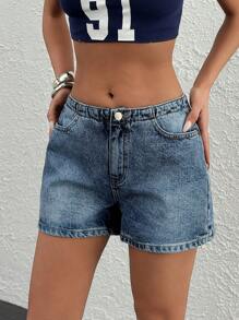 SHEIN Sommer lässige gewaschene Criss-Cross Bindeband Jeans Shorts
