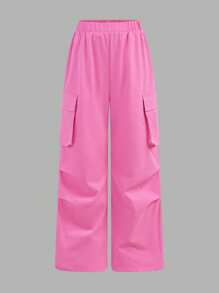 2pcs/Set Tween Girls Cute Bow Allover Printed T-Shirt & Loose Long Pants Set - Pink - View 8