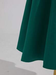 Váy không tay đính ngọc trai cổ satin cho bé gái tuổi teen - Màu xanh lá cây đậm - Xem 5