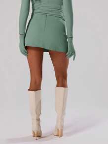 MUSERA 修身低腰迷你裙，休闲日常穿着，老钱风夏季款 - 藍色 - 查看 3