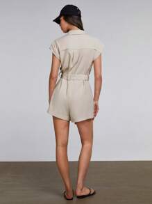 Athîral Bộ đồ liền thân tay ngắn màu trơn dành cho nữ, tối giản và thời trang phù hợp cho mùa hè - Màu Cam cháy - Xem 3