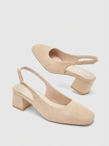 CUCCOO BIZCHIC 经典黑色低跟套脚鞋，时尚女士圣诞鞋 - 杏色 - 查看 8