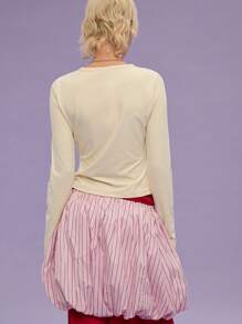 COUREZ Figurbetontes langärmliges Grafik-T-Shirt Sommeroutfit für Frauen/Lässig/Y2K/Lässig Musikfestival Vintage - Gelb - Übersicht 3