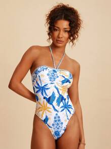 Travachic Women's Summer Vacation Coconut Tree & Bird Print Halter One-Piece Swimsuit, One Piece Swimsuit Women, One Piece Bathing Suit, Swimsuits For Woman Set Bathing Suits For Women One Piece, Summer Outfits For Women, Vacation Outfits Woman, Beach Vacation Outfits, Elegant, Casual, Elegant, Casual, One Piece Swimsuit Women, Vacation Outfits Woman, Boho, High Waisted Bathing Suit,Holiday Outfits,Holiday Clothes,High Waisted Bikini, High Waisted Bathing Suit,Thong Bikini Set,Beach Outfits For Woman,Vacation Outfits Woman - Multicolor - View 6