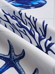 SHEIN LUNE Vacation Leisure Flower Print Splice Lace Camisole Top Graphic Tees Women Tops - Blue - View 3