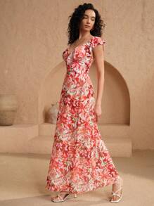 Swim Oasis Oasis Floral Ruffled Sleeve Elegant A-Line Tankini Two Pieces Swimsuit For Summer Beach Vacation - Multicolor - View 9