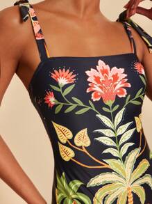 Travachic 1 件女式花卉印花连体泳衣、度假风格、女式连体泳衣、连体泳衣、女士夏季服装、女士度假服装、海滩度假服装、优雅、休闲、女士夏季服装、女士连体泳衣、女士度假服装、休闲、波西米亚风、高腰泳衣 - 彩色 - 查看 4